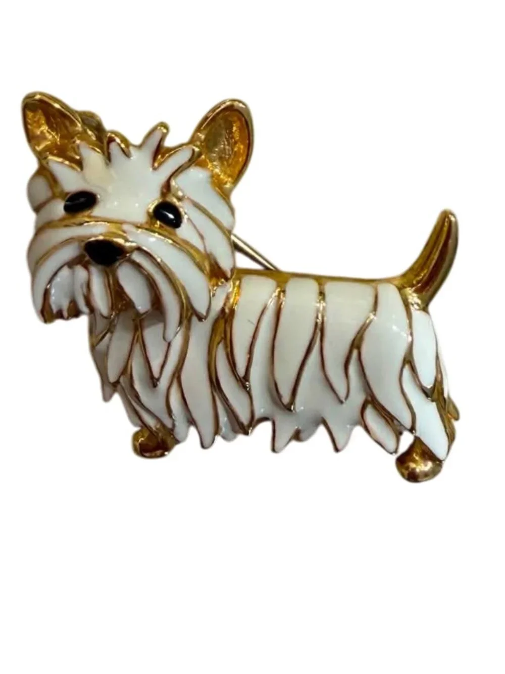 Vintage Scotty/Westie Dog Enameled 1960's Brooch; Solid casting